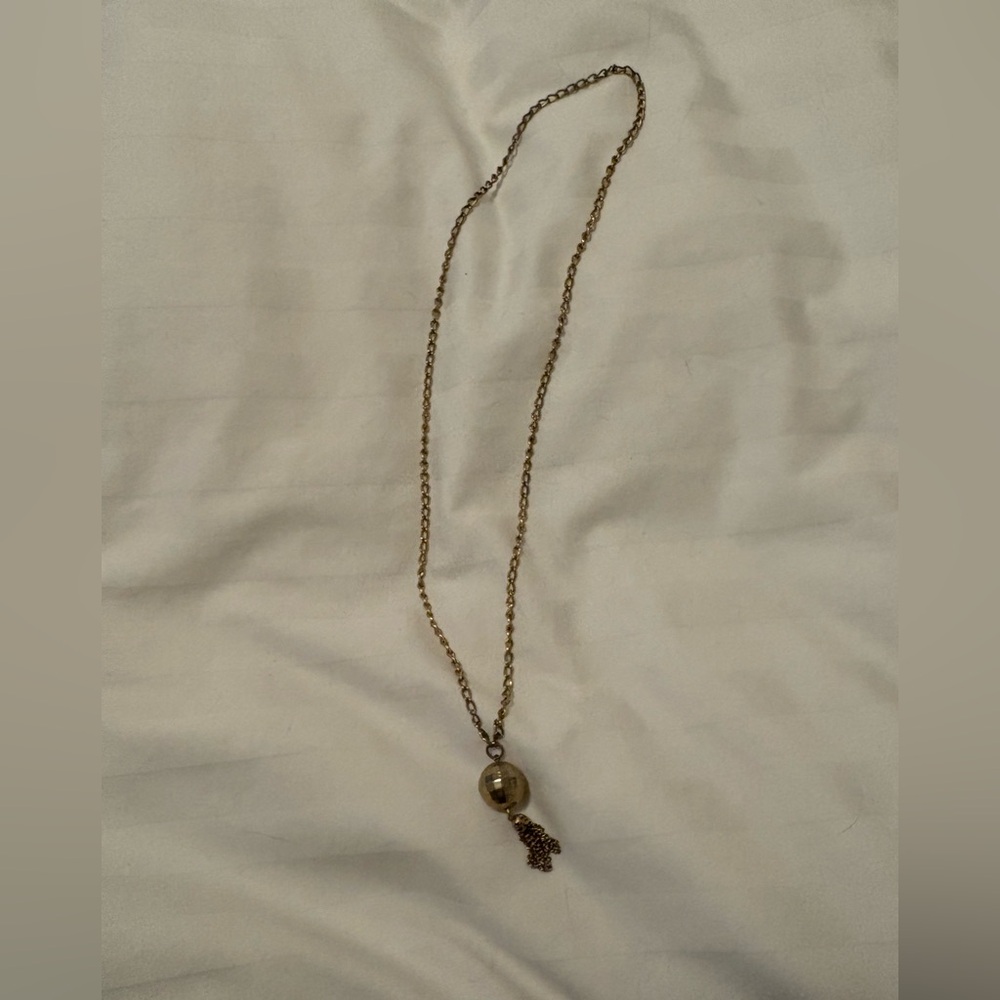 Vintage Gold Discoball Necklace with tassel